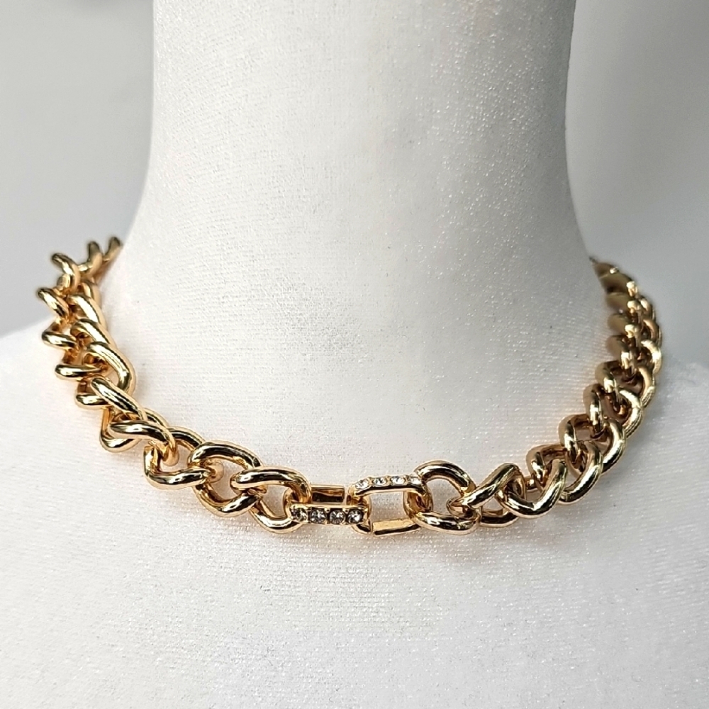 WHBM Semi-precious Stone &‎ Gold-Toned Elegant Chain Choker Statement Necklace